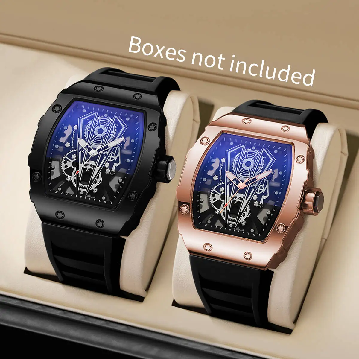1/2 pièces de luxe grand cadran hommes montre à Quartz décontracté bracelet en Silicone hommes montres de sport Reloj Hombre (sans boîte)
