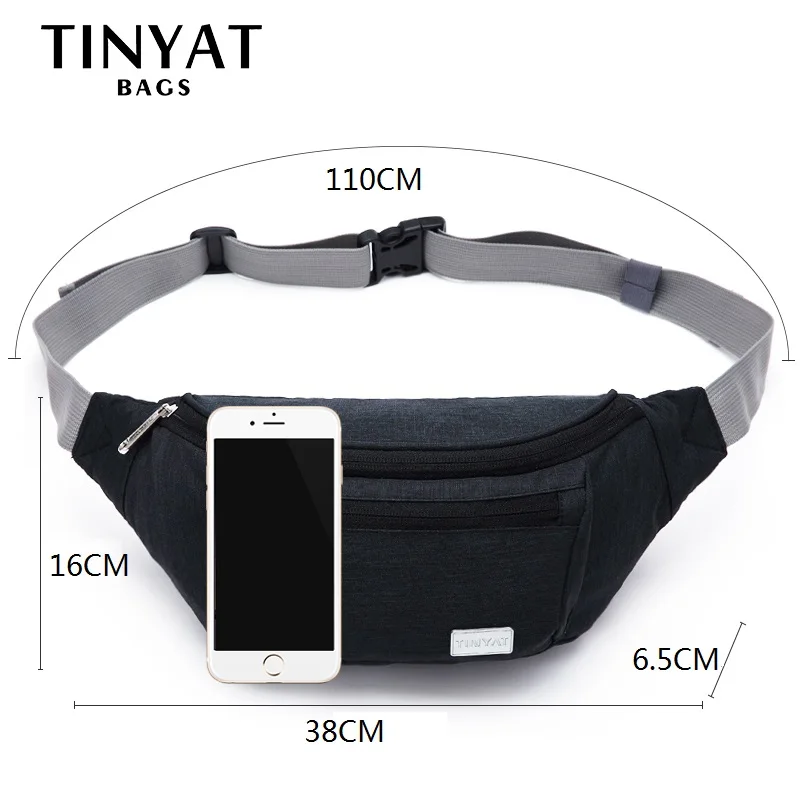 TINYAT เอวกระเป๋าแพ็คสำหรับกระเป๋าเดินทางผู้ชายโทรศัพท์กระเป๋าเข็มขัดผู้หญิงไหล่ Crossbody ผ้าใบกระเป๋ากล้วย Unisex Casual สะโพกกระเป๋า