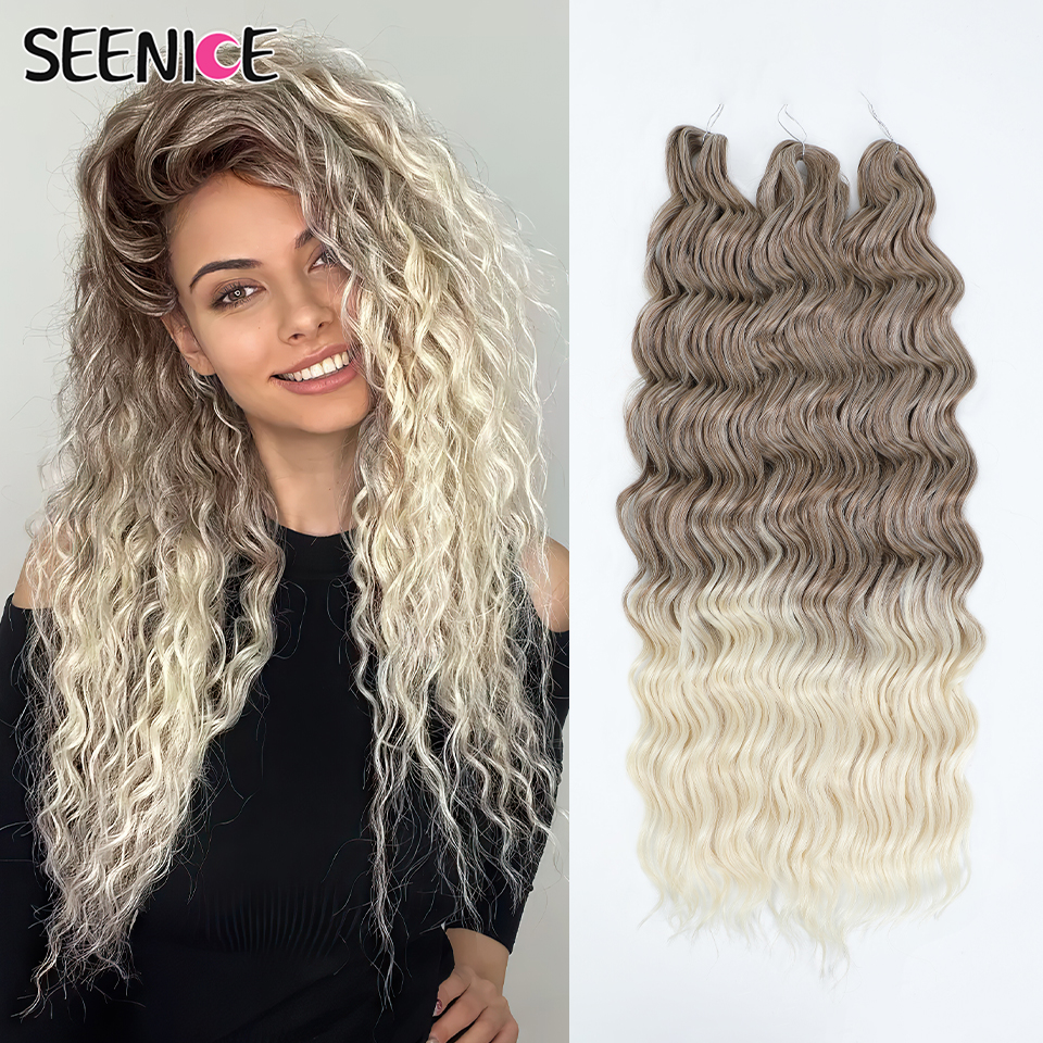 Anna ผมสังเคราะห์หลวม Deep Wave Twist Crochet ผม Braid Afro Curl Ombre สีบลอนด์ Water Wave Braiding Hair Extension สําหรับผู้หญิง