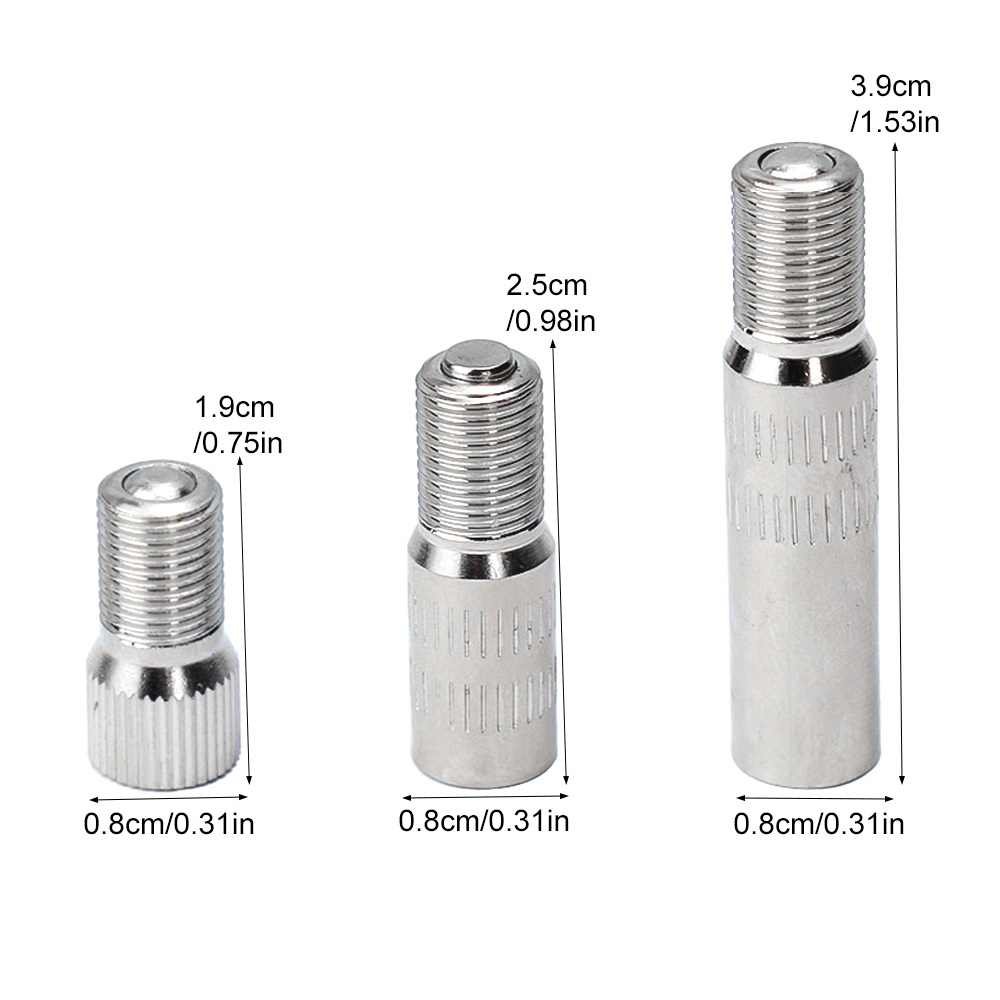 1Pair 19mm 25mm 39mm Screw-on Valve Cap Stem Extension Wheel Tire Cap Extender Adapter for Auto Car Truck Chrome Plated Brass