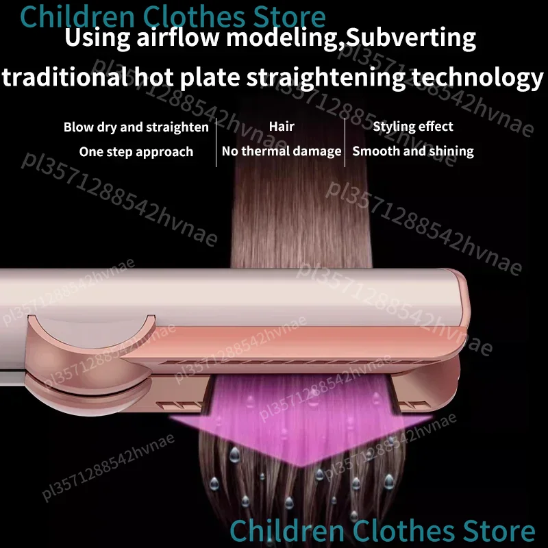 Plancha y secador de pelo profesional 2 en 1, plancha plana calefactora, cabello seco sin daños a la horquilla