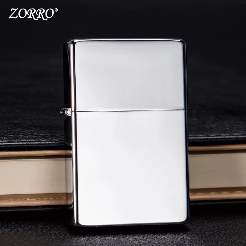 New ZORRO Original Kerosene Lighter Retro Creative Pure Copper Shell Windproof Brass Cigarette Gasoline Engine Smoking Gift Box
