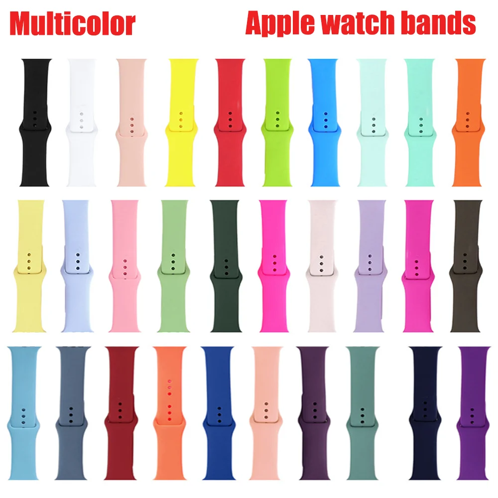 Silicone Bands For Apple Watch strap Ultra 2 49mm 45mm 44mm 40mm 41mm sport bracelet iwatch series 8 7 6 5 4 3 SE 9 10 42mm-46mm