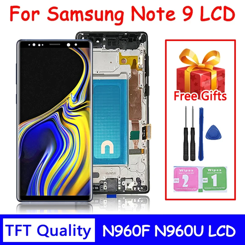 Nowy wyświetlacz LCD Note9 do Samsung Note9 Wyświetlacz LCD Ekran dotykowy Digitizer Zespół do Samsung Note 9 N960F N960U N9600 Ramka LCD