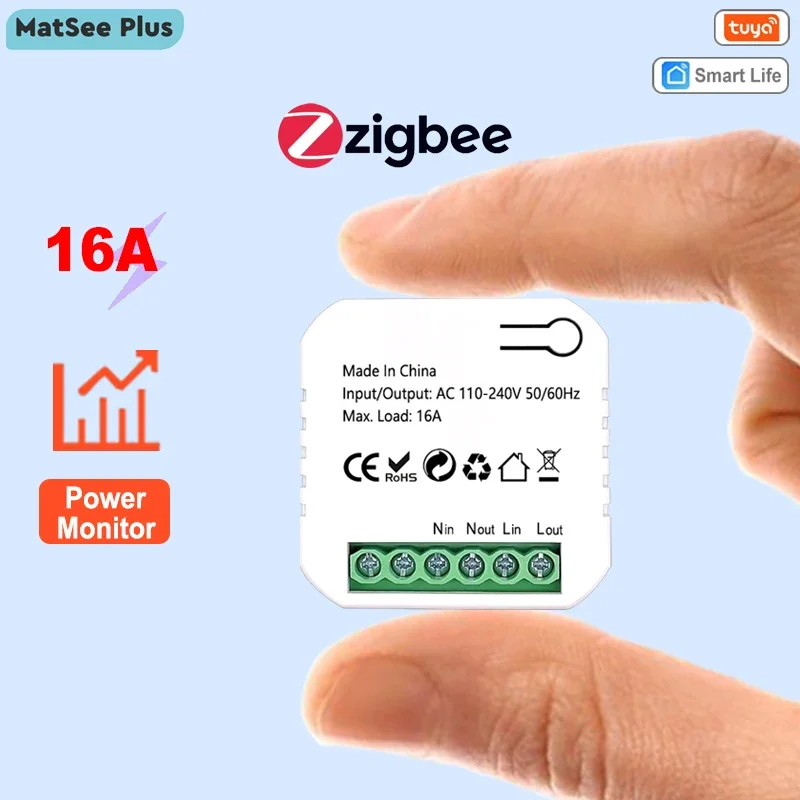 ZigBee Tuya Mô-đun ổ cắm mini thông minh Cầu dao 16A Hẹn giờ KWh Điện năng Theo dõi và thống kê ứng dụng Điều khiển từ xa Bảo vệ quá tải Hoạt động với Google Home Alexa ZigBee2MQTT