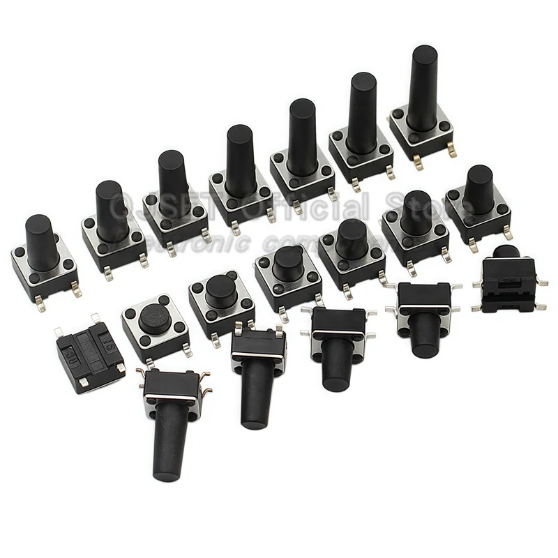 20 piezas interruptor táctil SMD 6*6*4,3mm 6x6x5/6/7/8/9/10/11/12/13/14mm 6X6 4 pines SMT horno de inducción botón táctil Micro interruptor