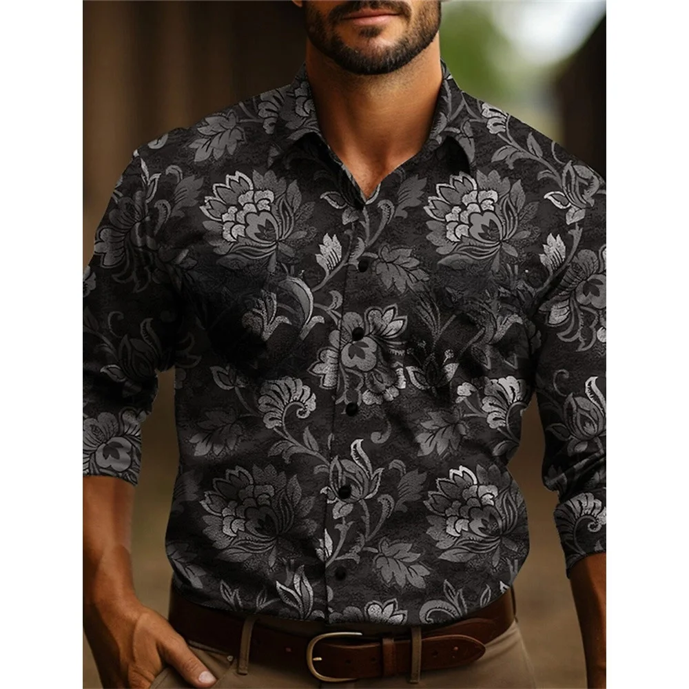 Camisa vaquera occidental Yellowstone para hombre, patrón de retazos de dos tonos, top con botones enrollables, camisa informal elegante de manga larga
