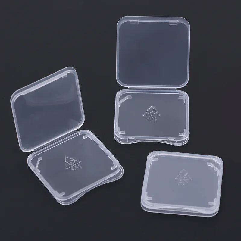 Caja de almacenamiento transparente para tarjeta de memoria SD TF CF, funda protectora portátil antipérdida, caja de plástico transparente para tarjeta de memoria