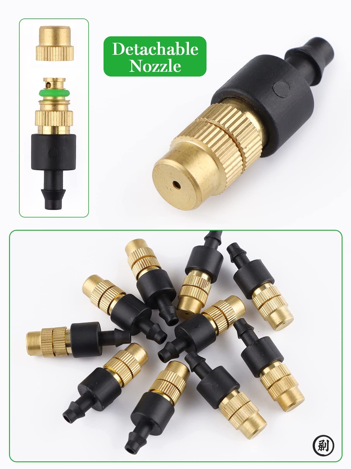 Sistema de refrigeración por nebulización para exteriores, 10 Uds., 4/7PVC, riego de jardín, atomizador de latón de 1/4 pulgadas, microaspersores ajustables para jardín