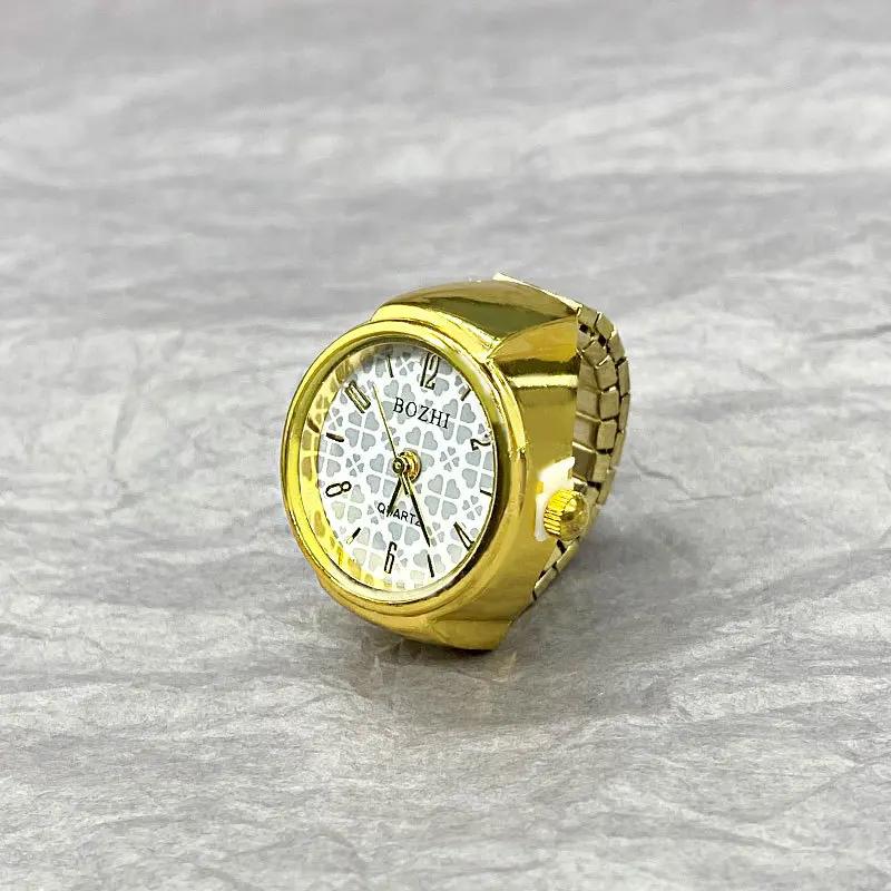 Anillo de reloj de dedo para hombre y mujer, accesorios de moda con movimiento creativo, carcasa de aleación Vintage, reloj de cuarzo, joyería, regalo, superventas