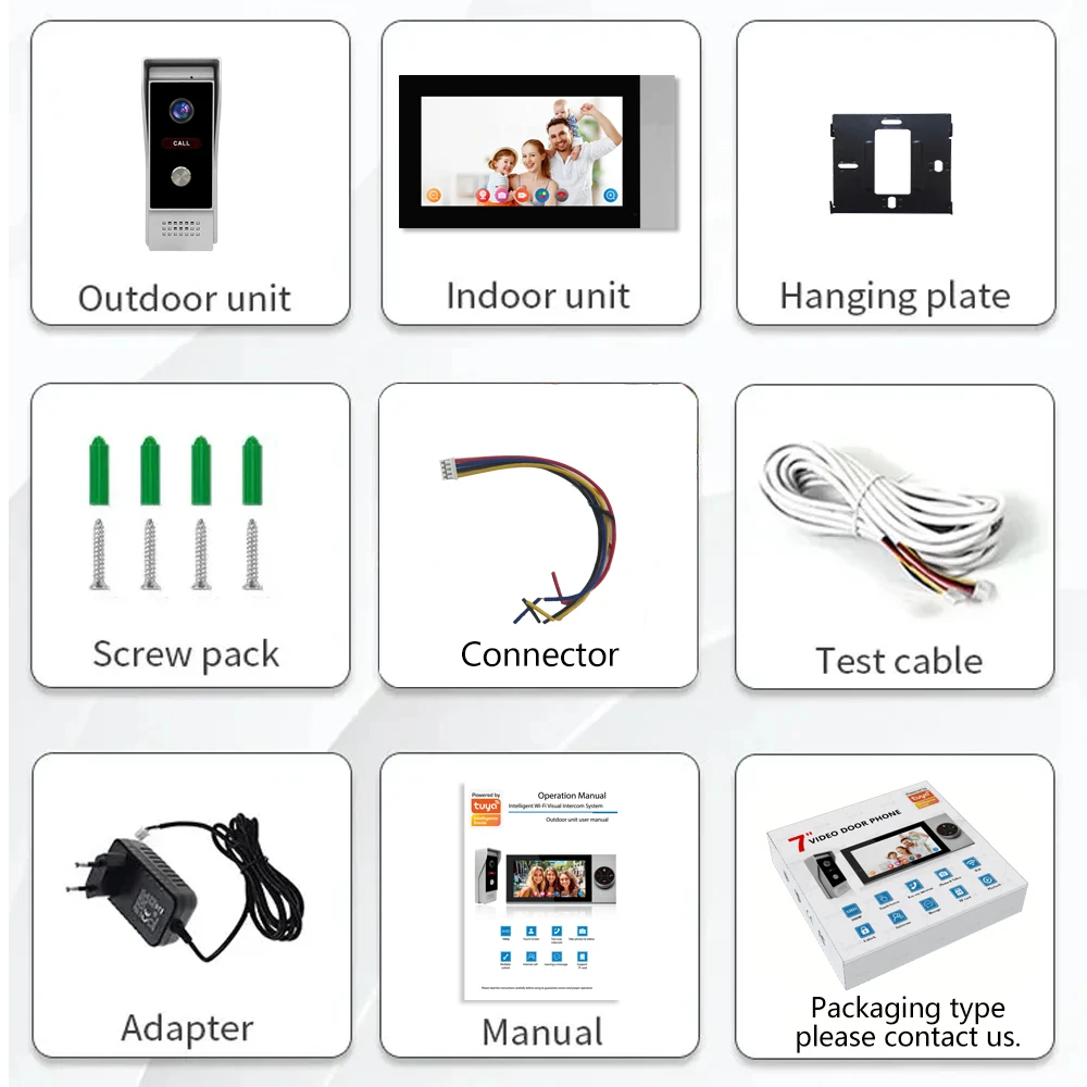 Tuya 7-inch visuele intercom Kleur High-Definition intelligent scherm Villa Gemeenschap Deurbel Beveiliging Antidiefstaltoegang