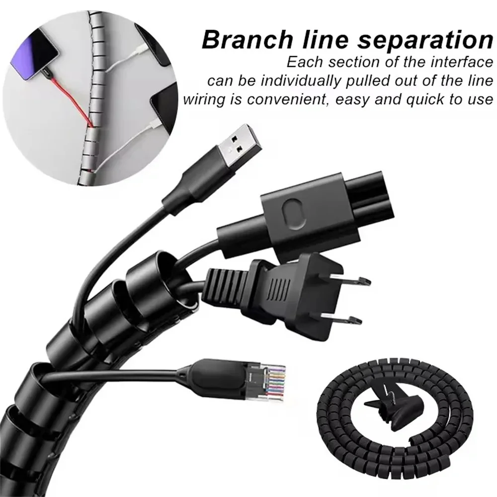 1.5/2m 10/16 mm Flexible Spiral Cable Organizer Storage Pipe Cord Protector Management Cable Winder Desk Tidy Cable Accessories