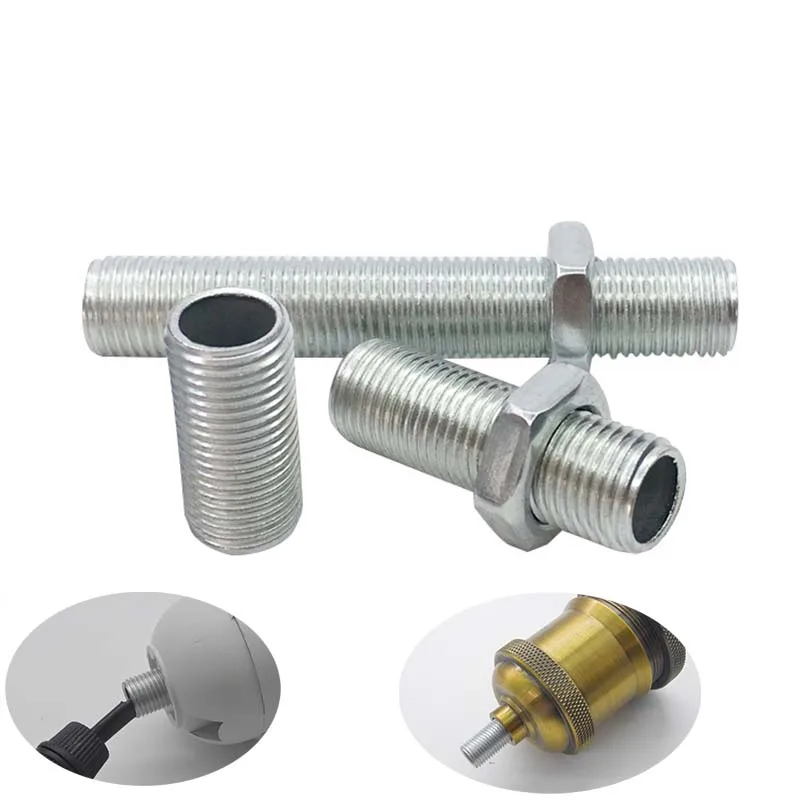Tubo de diente de lámpara de Metal M10, tubo roscado hueco, cabezal de lámpara Led galvanizado, Base fija, varilla de soporte, accesorios de iluminación, tornillos