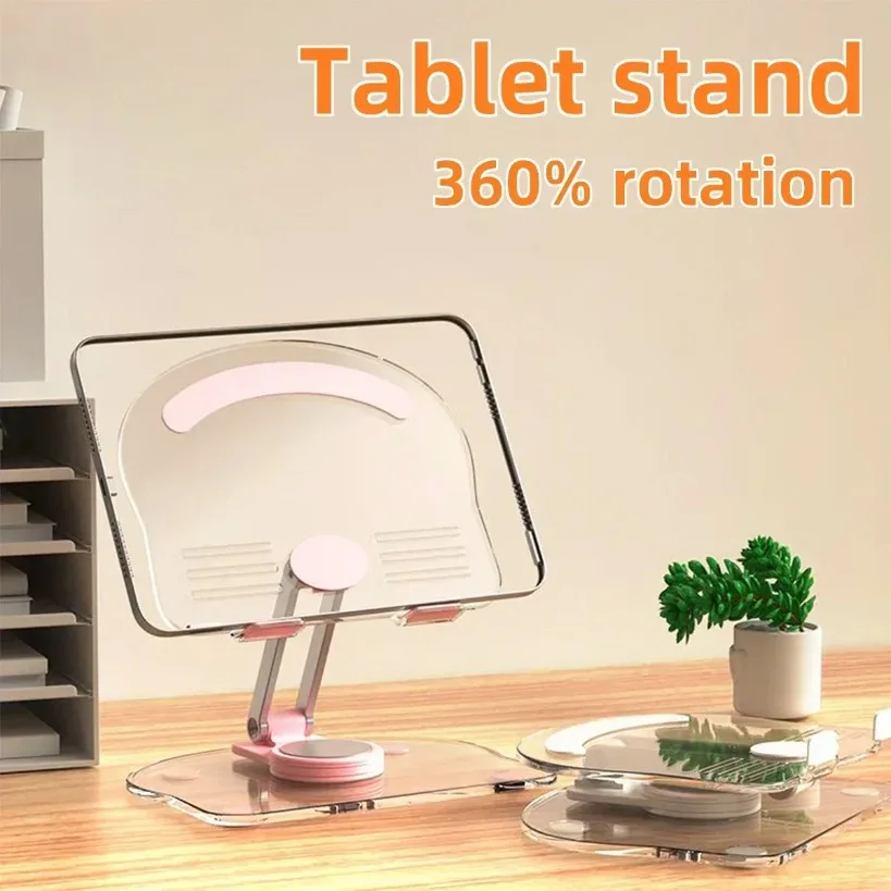 Tablet-Desktop-Ständer, transparenter Acryl-Telefonhalter 360° °   Rotations-Handy-Unterstützung für iPad Pro 9,7 Air 4 5 Mini 6 11 Mi Pad