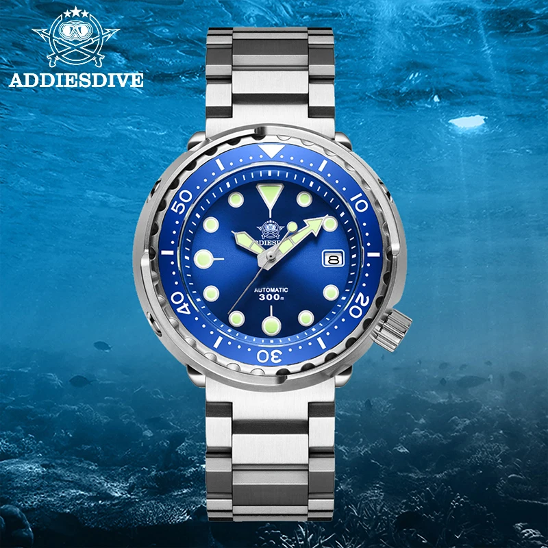 ADDIESDIVE นาฬิกาจักรกลอัตโนมัติชายอเมริกันสแตนเลสป้องกันรอยขีดข่วนนาฬิกาดําน้ํากันน้ําธุรกิจนาฬิกาพักผ่อน