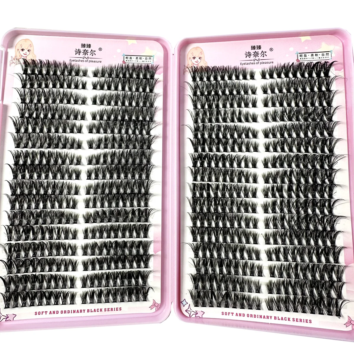 Extensión de pestañas izquierda + derecha, efecto ojo de gato/zorro, grupos individuales, aspecto Natural 3D, extensiones de pestañas segmentadas DIY