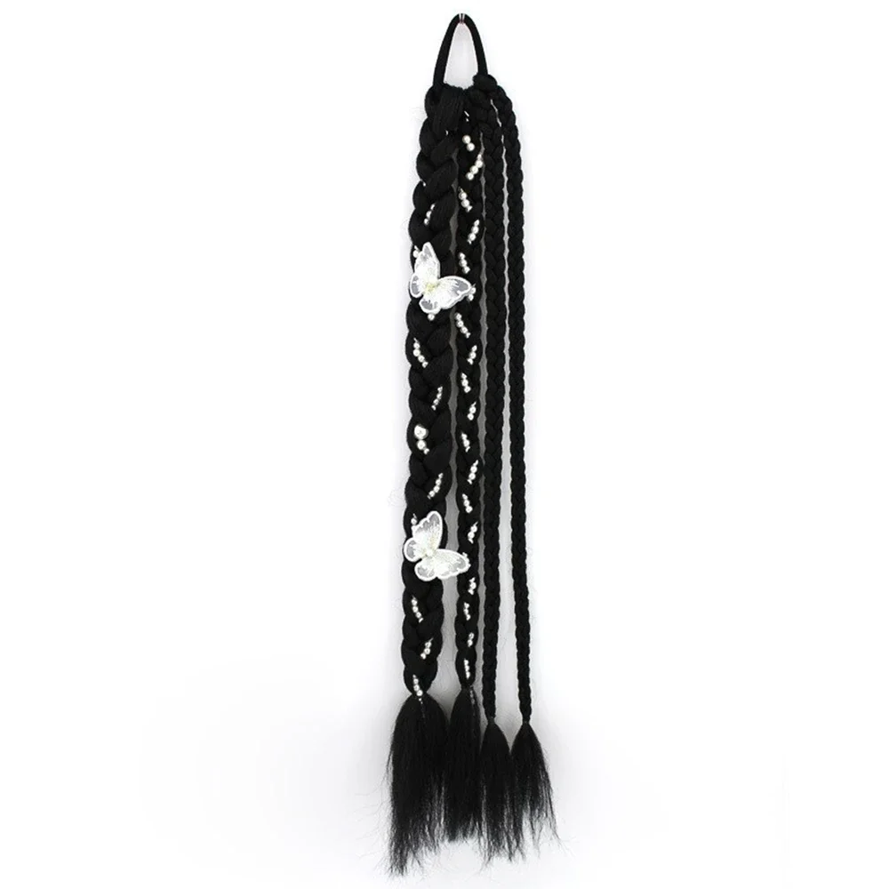 4 Braids Synthetic Bubble Braid With Crystal Butterfly Ponytail Wig Braid Sweet Cool Cute Twists Braid Increases Hair Volume
