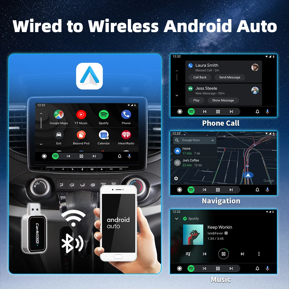 CarAIBOX 2in1 Wireless CarPlay Adapter Wireless Android Auto Dongle Box For Car Radio with Wired CarPlay