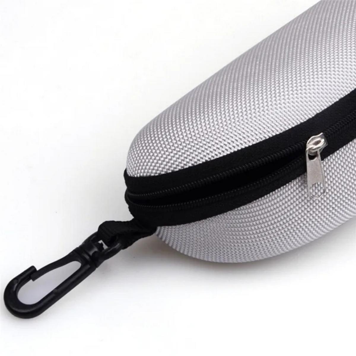 Custodia protettiva per occhiali da sole portatile da 1 pezzo Custodia rigida per occhiali con cerniera in tessuto Oxford EVA con moschettone Accessori per occhiali unisex