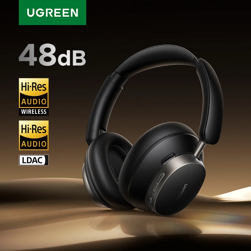 UGREEN Studio Pro 48dB ANC auriculares inalámbricos sobre la oreja auriculares Bluetooth cancelación activa de ruido alta resolución LDAC 120h tiempo de reproducción