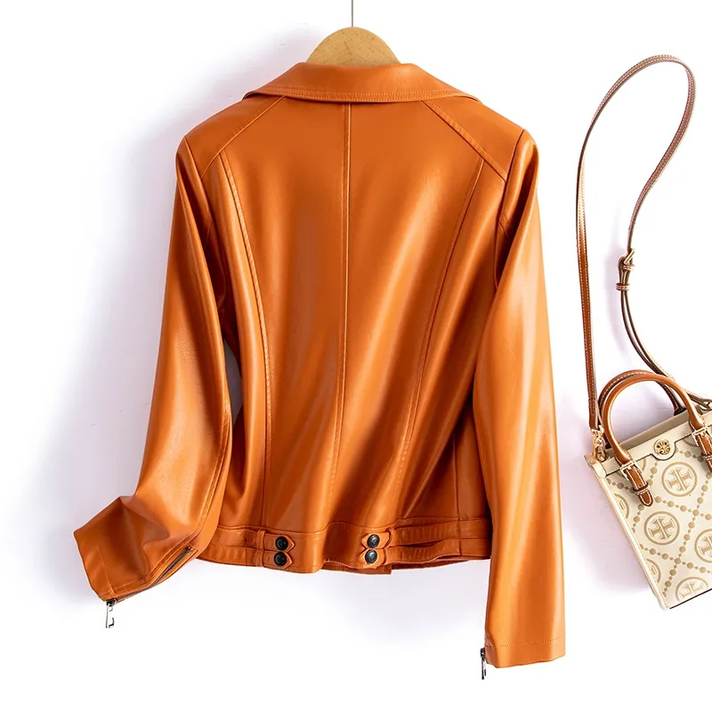 女性のシープスキンジャケット,短いコート,カジュアルなアウターウェア,秋と冬のストリートウェア,2層