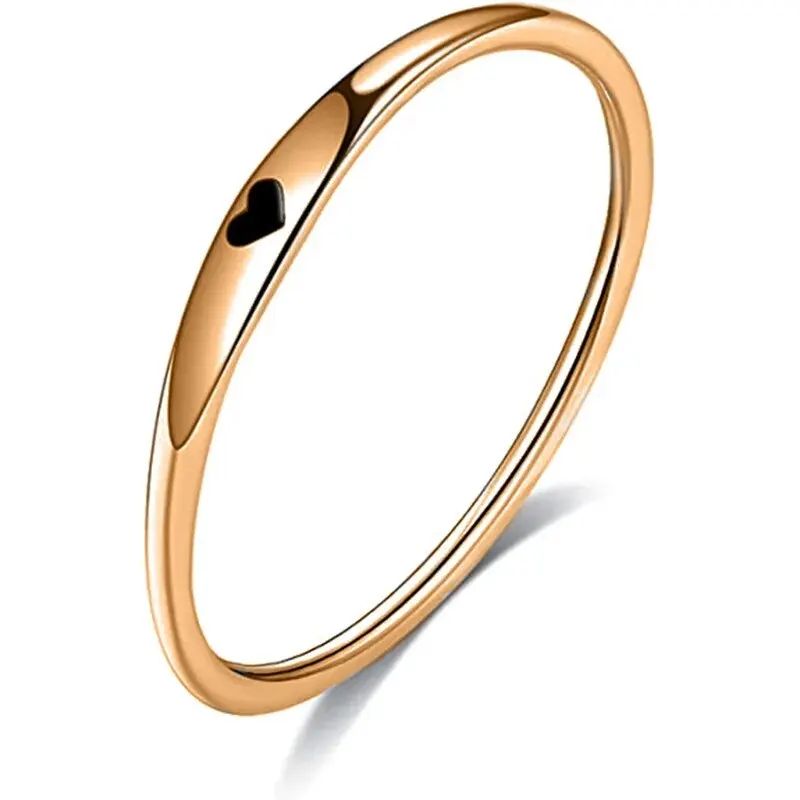 925 แหวนเงินสเตอร์ลิงง่ายแกะสลักหัวใจงานแต่งงาน STACKABLE แหวนของขวัญวันวาเลนไทน์สําหรับเธอขนาด 6-10