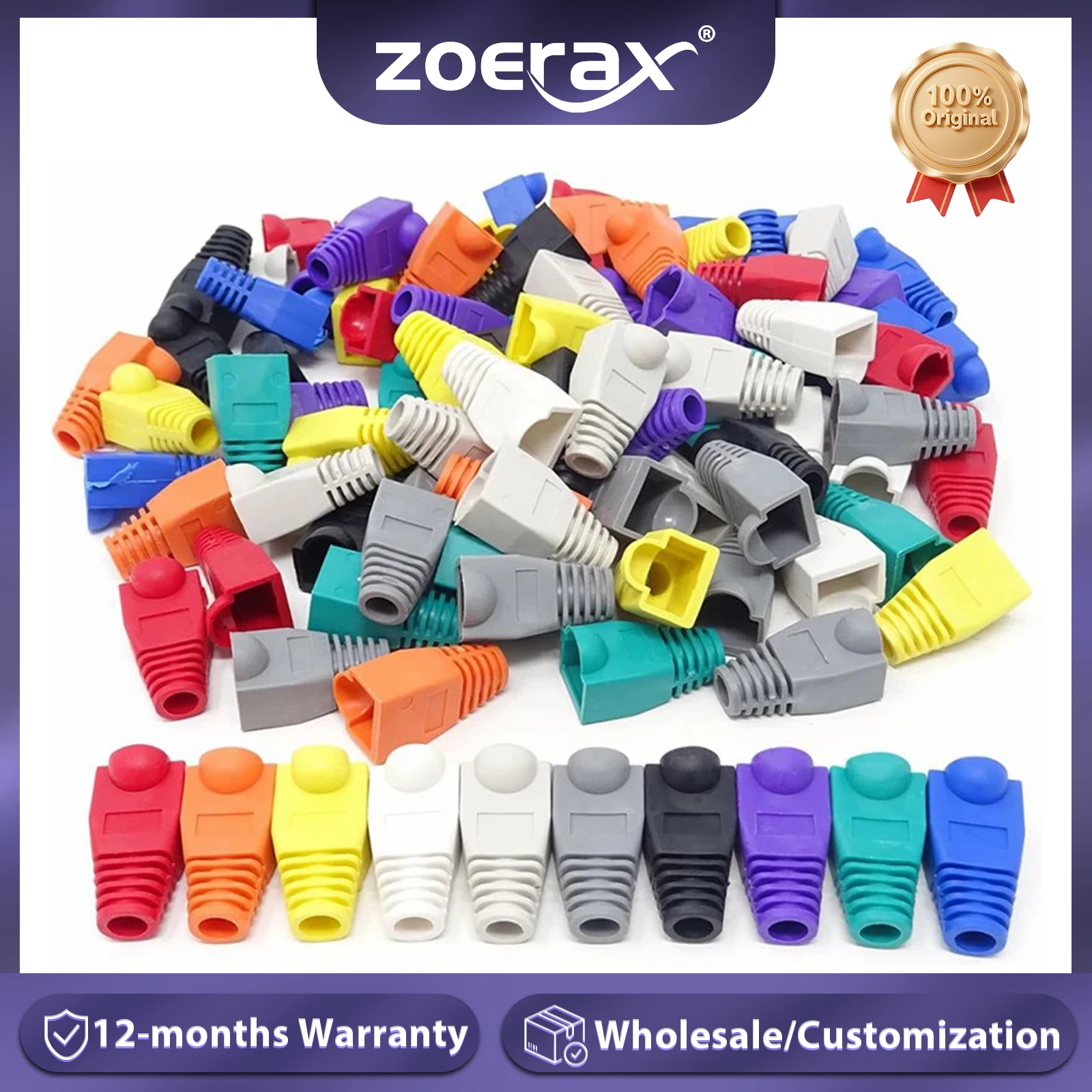 ZoeRax 100 шт. в упаковке RJ45 CAT6 CAT6E CAT5 CAT5E Ethernet Сетевой кабель Рельефные ботинки Крышка разъема кабеля (наружный диаметр 6,0 мм)