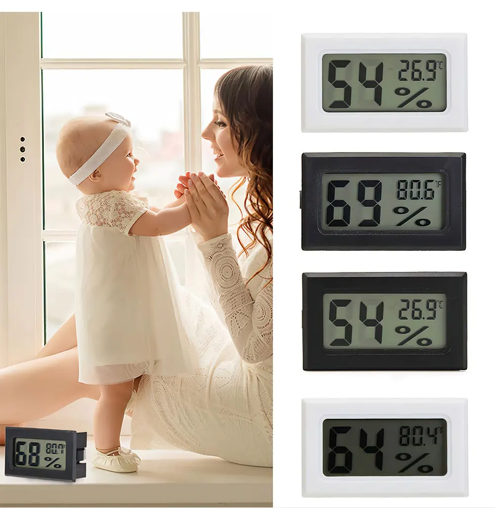 1-5PCS Mini LCD Digital Thermometer Hygrometer Temperature Indoor Convenient Temperature Sensor Humidity Meter Gauge Auto Car