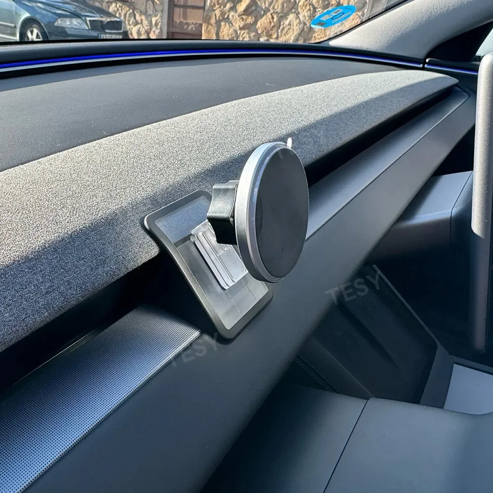 For Tesla Model Y Launch 2025 Model 3 Highland 2024 Phone Holder Mount Magnetic for iPhone Wireless Charger Fast Charging 15W