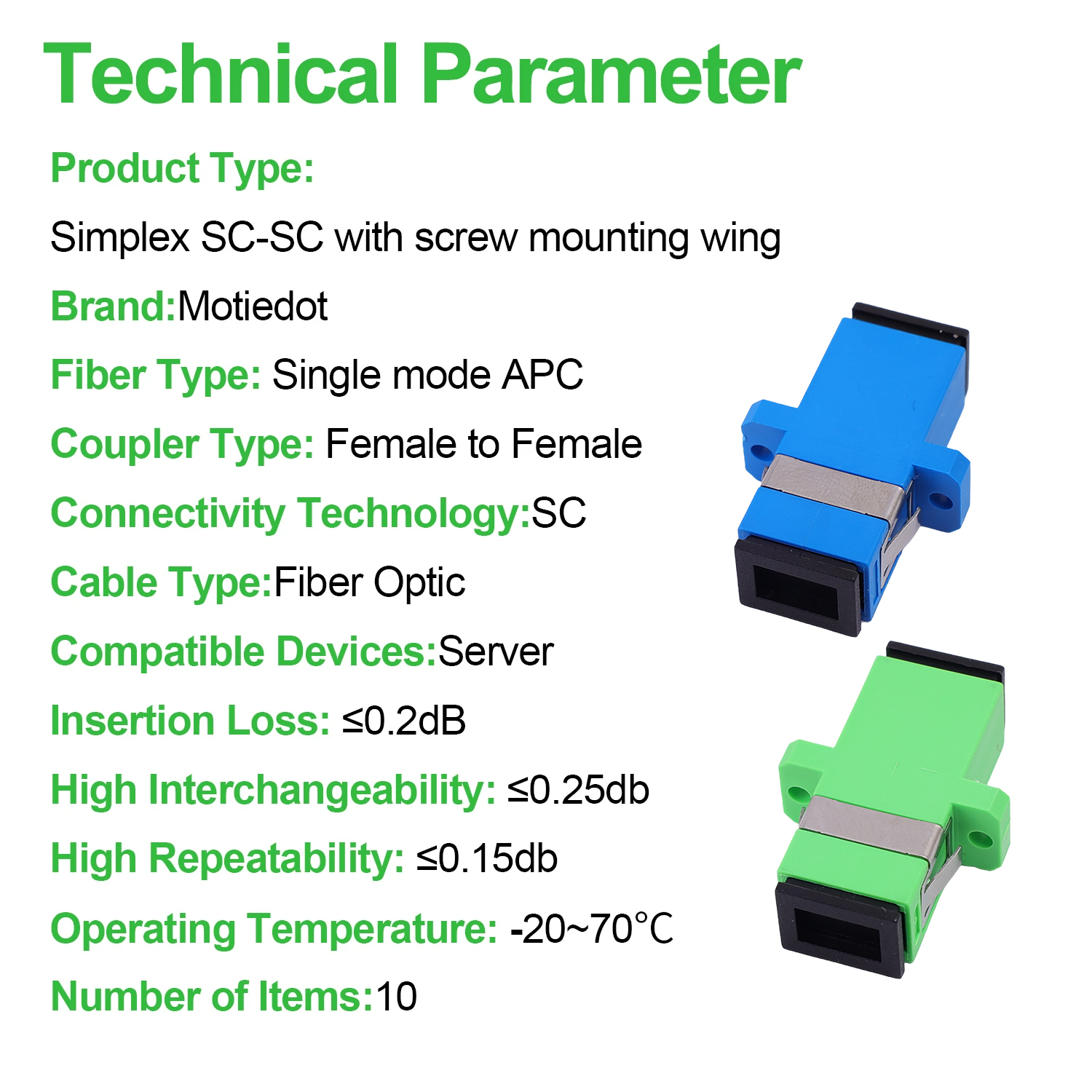 10/20Pcs SC Female to SC Female UPC/APC Couplers Singlemode Simplex Fiber Optical Adapters Network Internet Cable Connectors