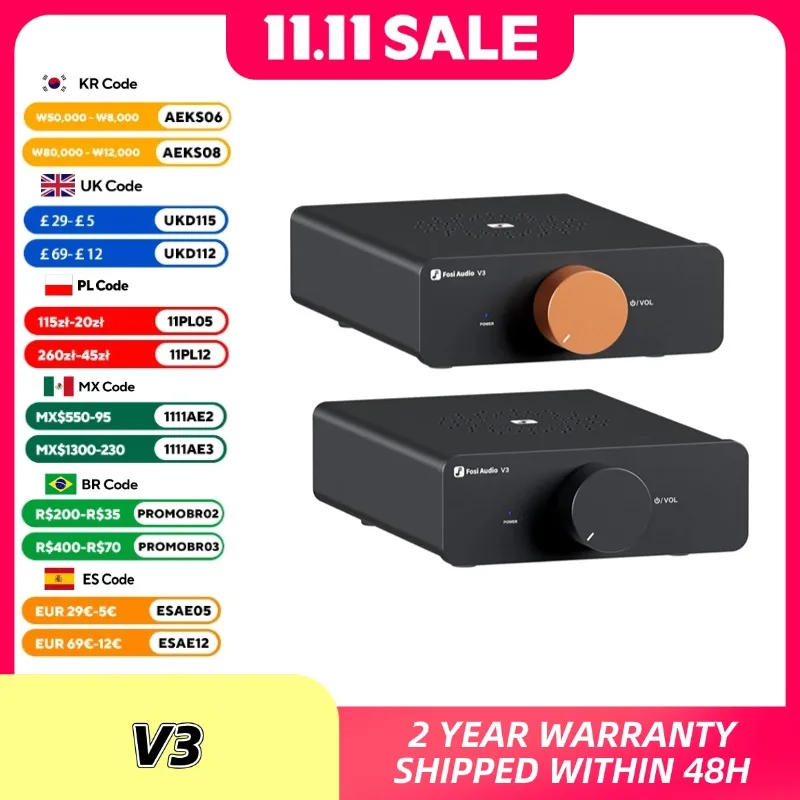 Fosi áudio v3 amplificador de potência estéreo 300w * 2 tpa3255 classe d mini amp amplificador de áudio de 2 canais para subwoofer estante passiva
