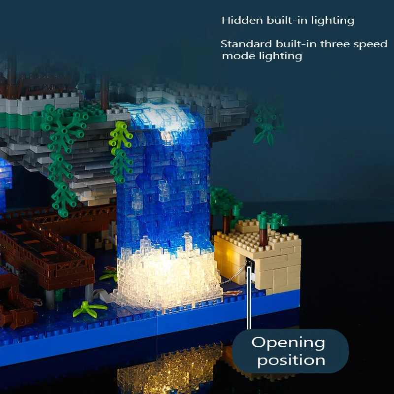 Architecture ancienne fleur de pêcher étang château fille modèle bloc de construction assemblage haute difficulté jouet pour enfants