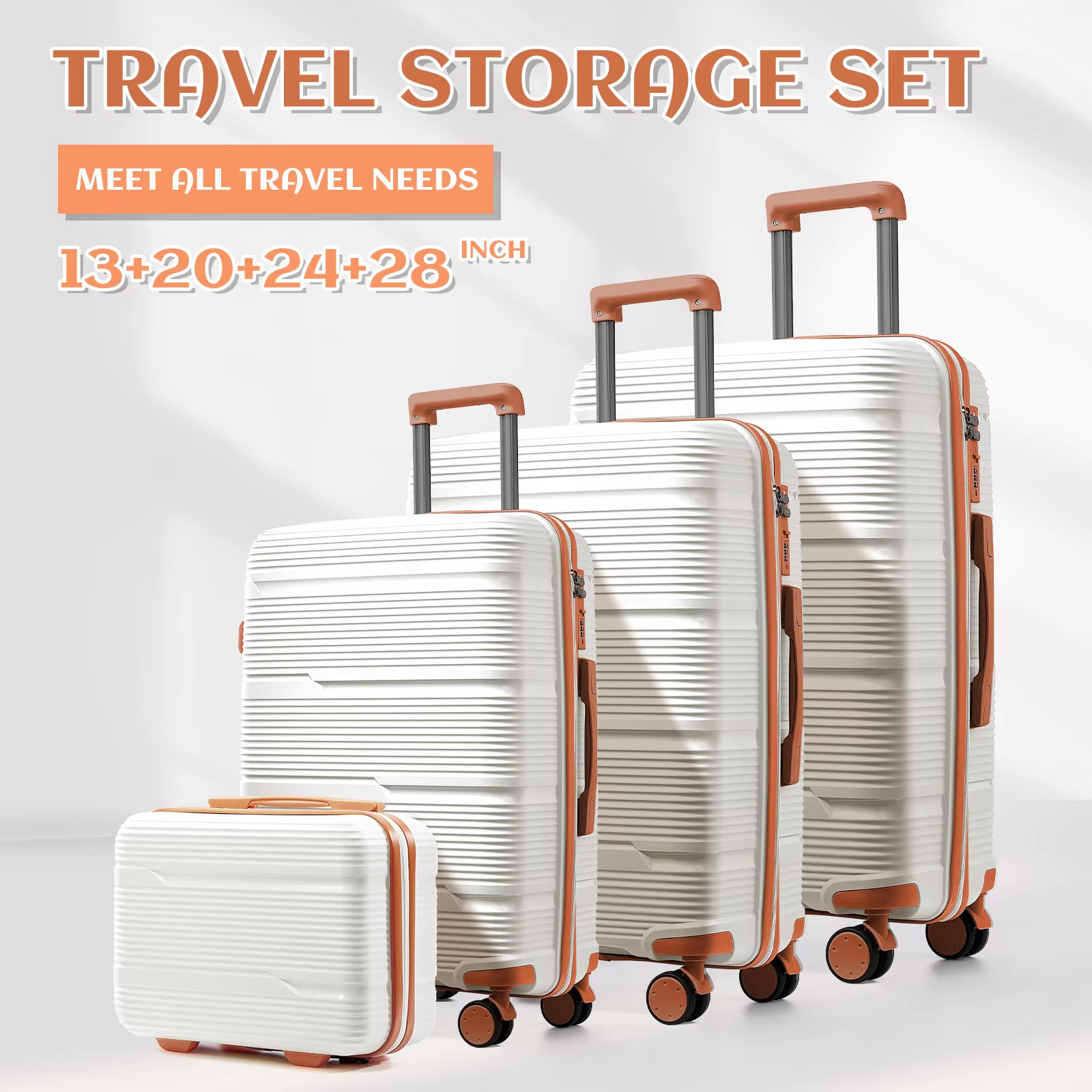 4 Stuks Reiskoffer Nieuwe Duurzame Bagagesets Rollende Bagage Tsa Lock Handbagage Instapkoffer 13 20 24 28 Inch