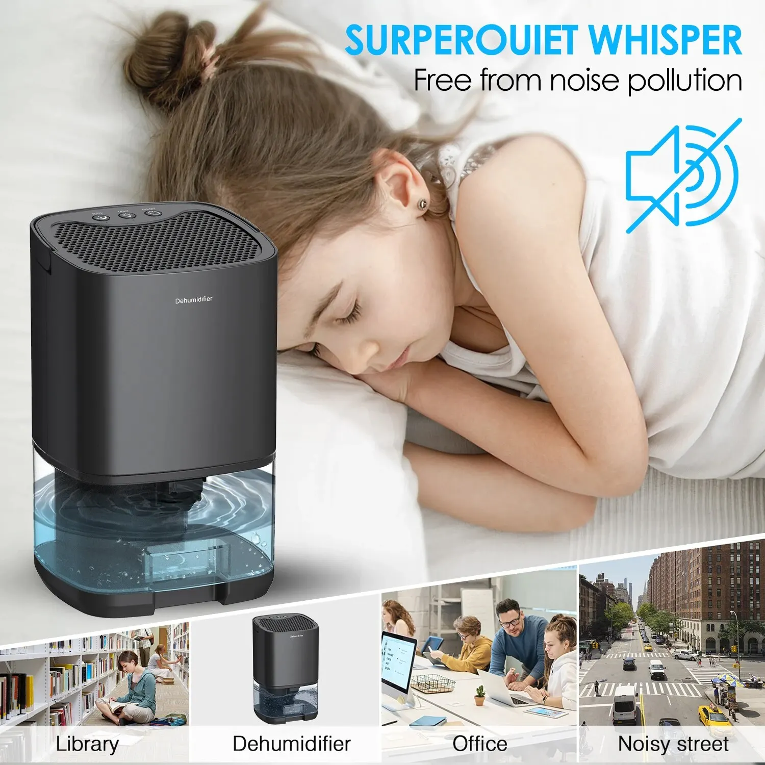 Deshumidificador portátil para filtro de aire, Mini deshumidificador para el hogar, dormitorio, oficina, absorción de humedad silenciosa, pequeño deshumidificador