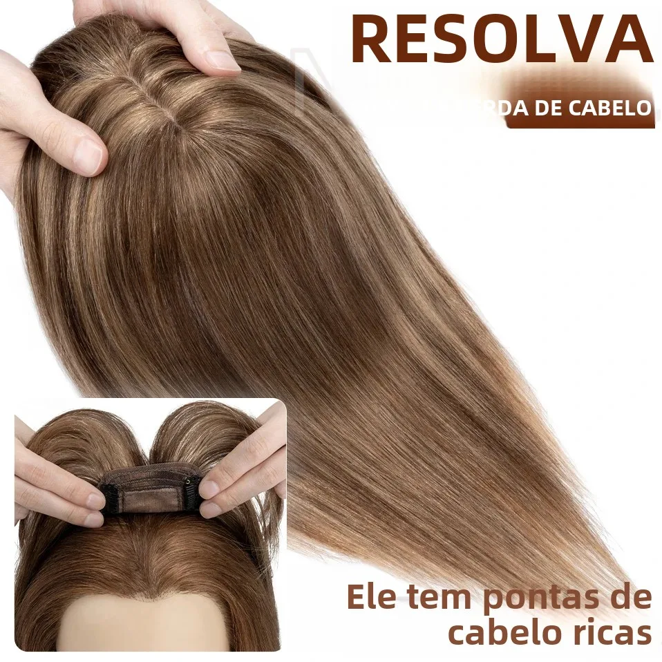 S-noilte 7x13cm toppers de cabelo humano base de seda cabelo cilp 18 polegada peruca de cabelo natural 100% grampo de cabelo humano em peruca cabelo falso