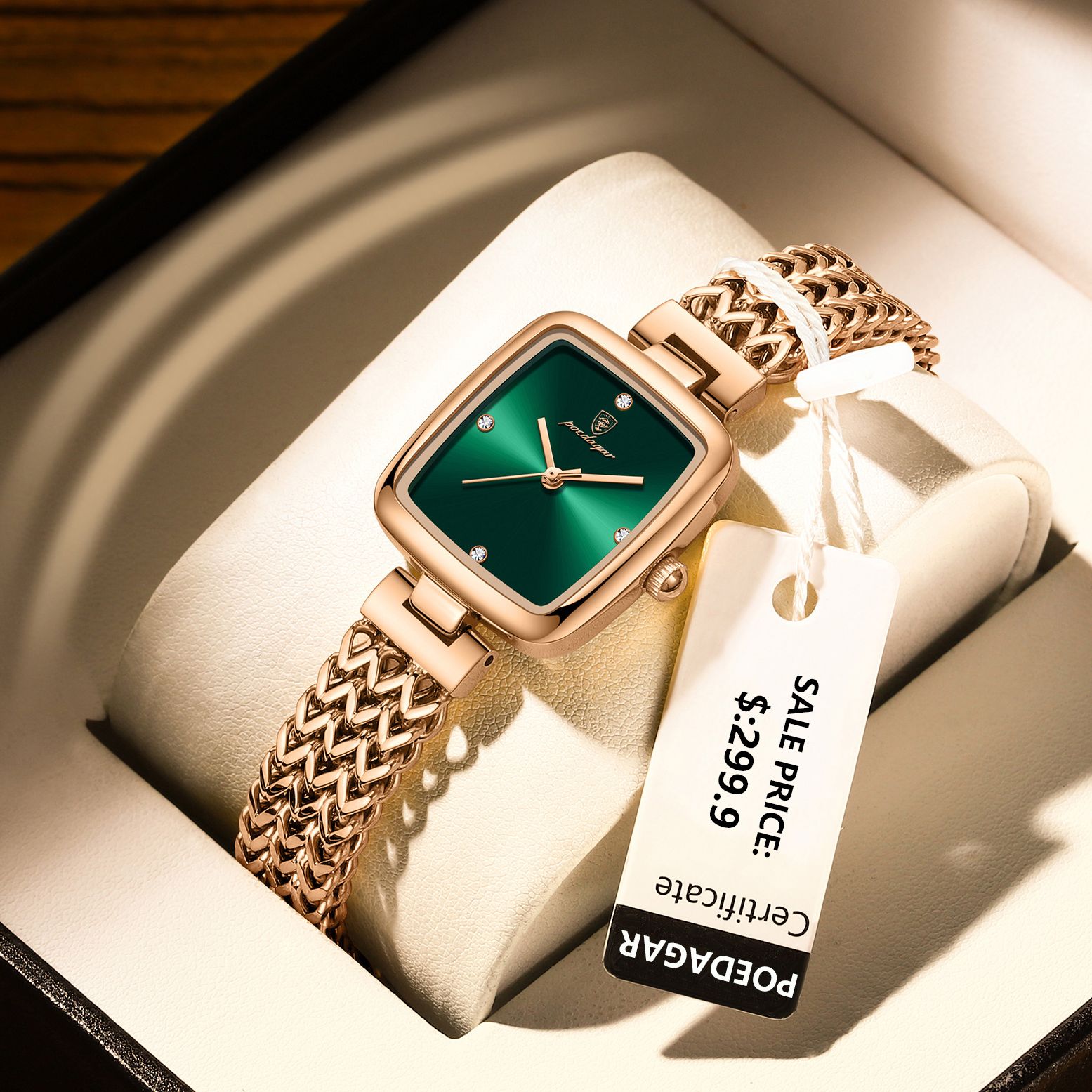 POEDAGAR, reloj cuadrado de lujo para mujer, reloj de cuarzo resistente al agua de acero inoxidable para mujer, relojes elegantes para mujer, reloj de moda