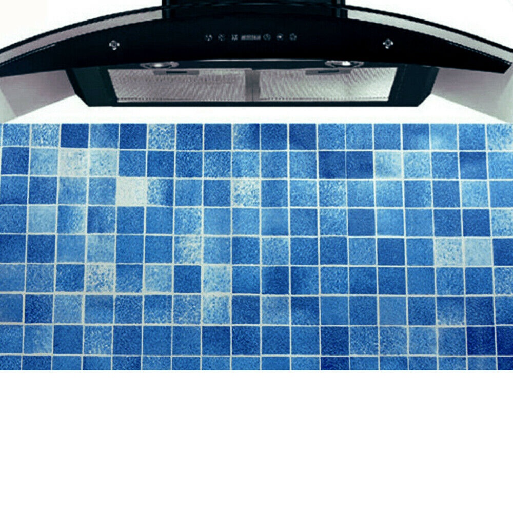 Blue Mosaic Self Adhesive Wallpaper Peel and Stick Bathroom Wallpaper Worktop Cover Wall Tile Stickers Kitchen Countertop Decor