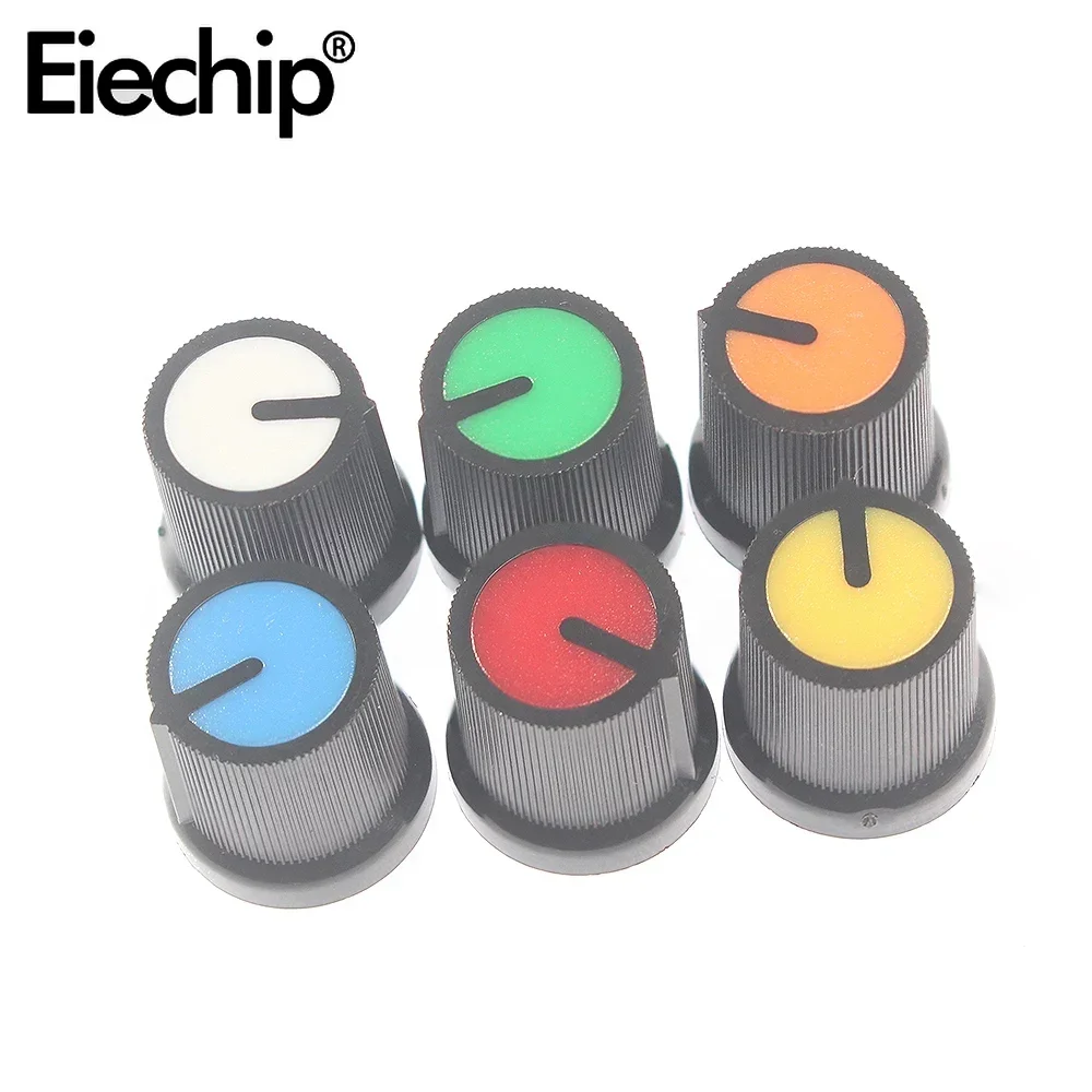30 Stück AG3 AG2 Drehschalter-Knöpfe, sortiertes Set, 6 Farben WH148 Potentiometer-Knopf, DIY-Lichtdimmer, Lautstärkeregler-Knopf-Kappen-Set