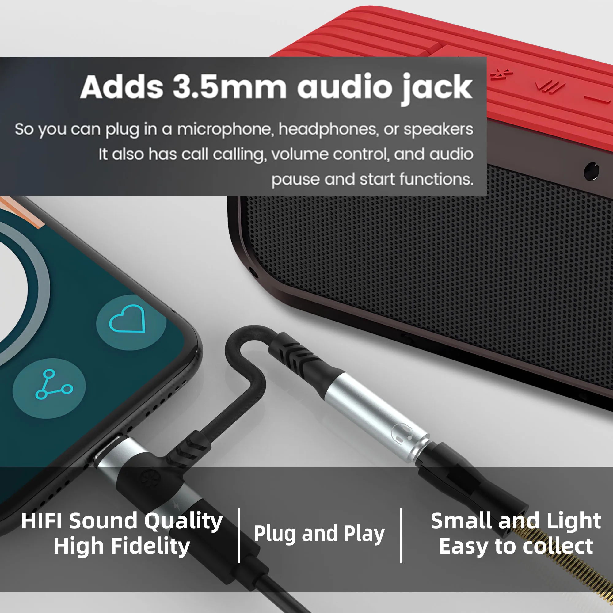 Adattatore per auricolari e caricabatterie da USB C a 3,5 mm Jack per microfono da tipo C a Aux 2 in 1, con dongle di crittografia a ricarica rapida PD 100 W.