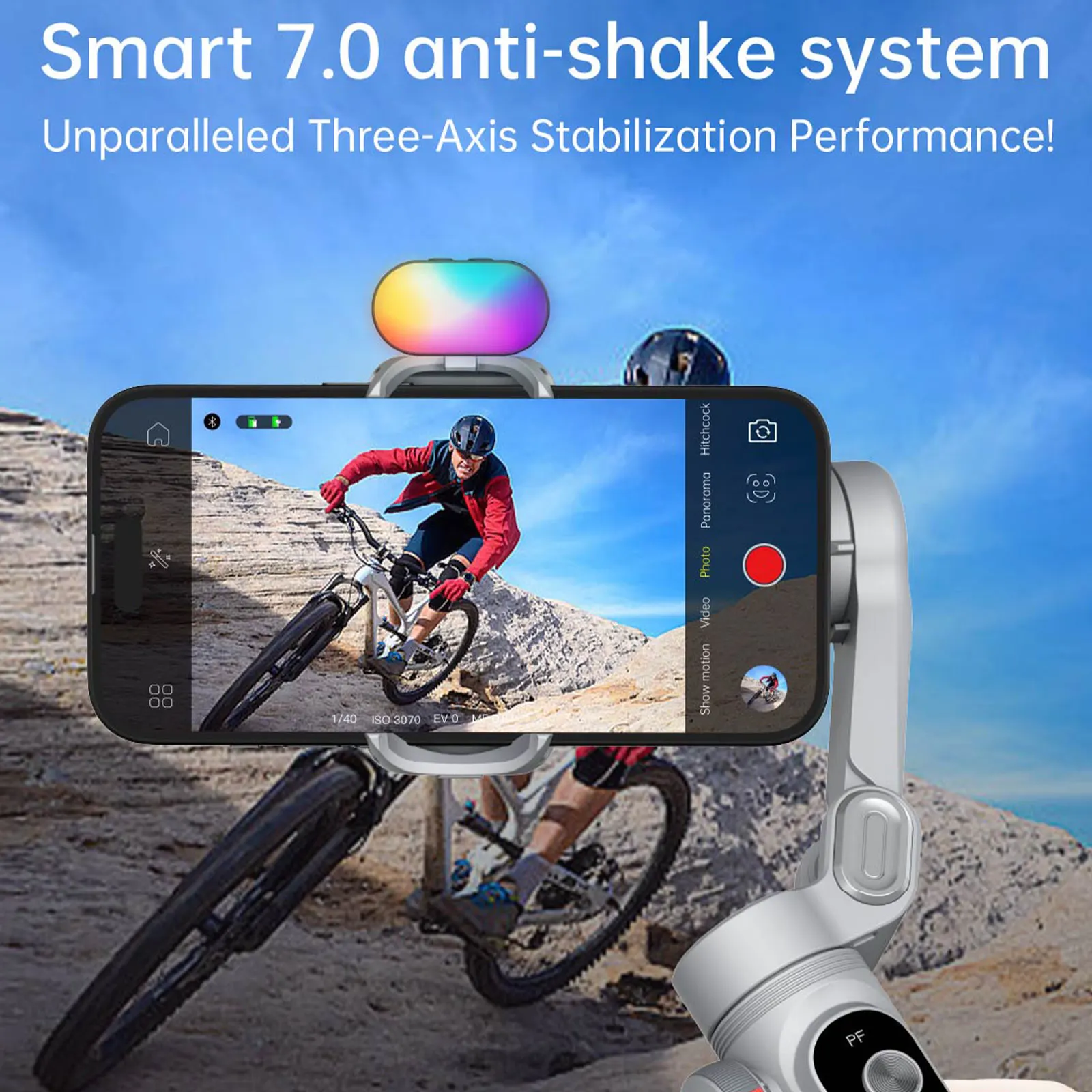 AOCHUAN Smart XPro 3 Axis Smartphone Gimbal Stabilizer For iphone And android Phone Stable shooting with RGB video fill light