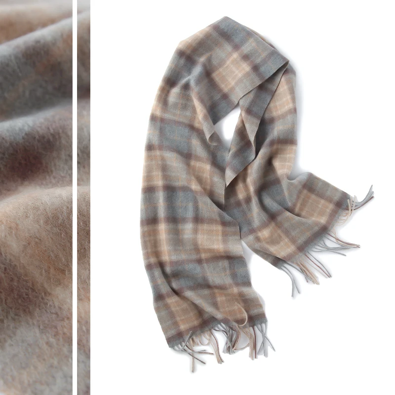 2025 bufandas a cuadros escoceses rojas de lana 100% altamente seleccionadas, bufanda cálida de invierno para hombres, bufandas cómodas de pata de gallo para invierno para hombre