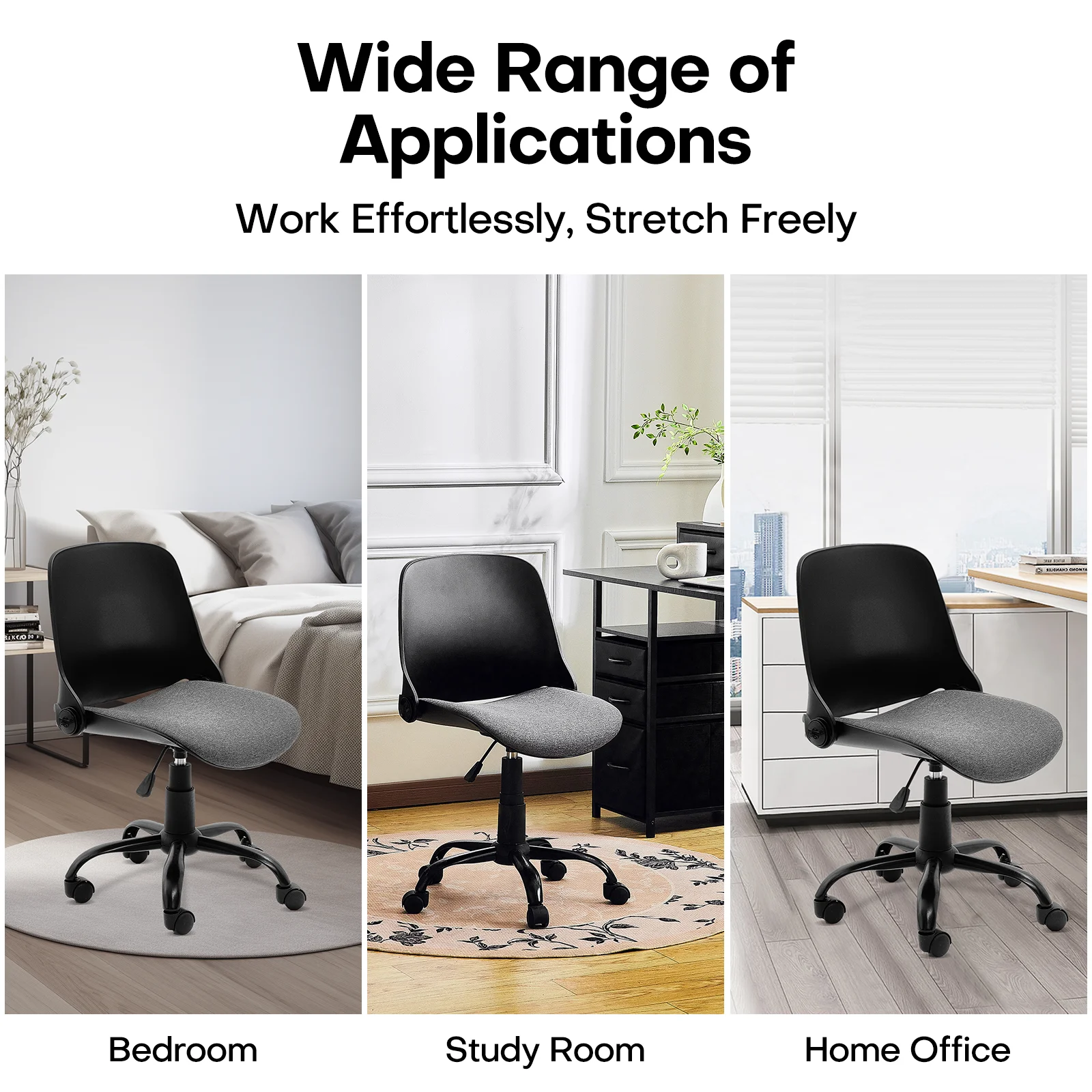 Redlife Office Chair w/ Foldable Backrest ,Home Office Desk Chairs Armless Computer Chair Adjustable Furniture for Home & Office