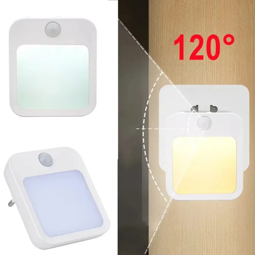 ไฟ LED กลางคืน EU/US Plug Motion Sensor หรี่แสงได้ตู้สําหรับทารกข้างเตียงห้องนอน Corridor ไร้สายโคมไฟกลางคืน