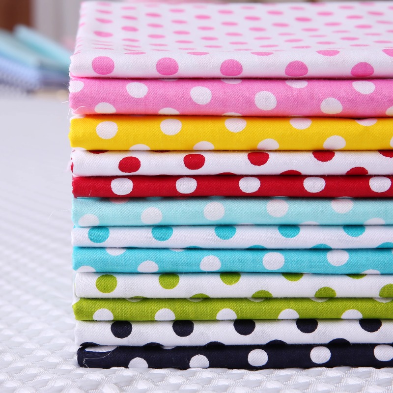 Tecido de sarja estampado de algodão de bolinhas de 7 mm para projetos de costura doméstica, 160x50cm