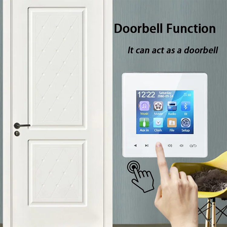 ホームシアターアンプ,Bluetooth対応のサウンドアンプ,ホテルおよび住宅用の2または4チャンネルミュージックパネル,2.8in hdタッチキー