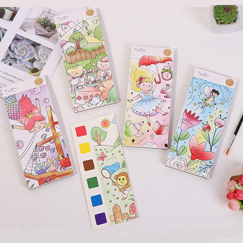 Portable sticky notes Children educational toys drawing painting colored 12 pages graffiti paper bookmark watercolor book