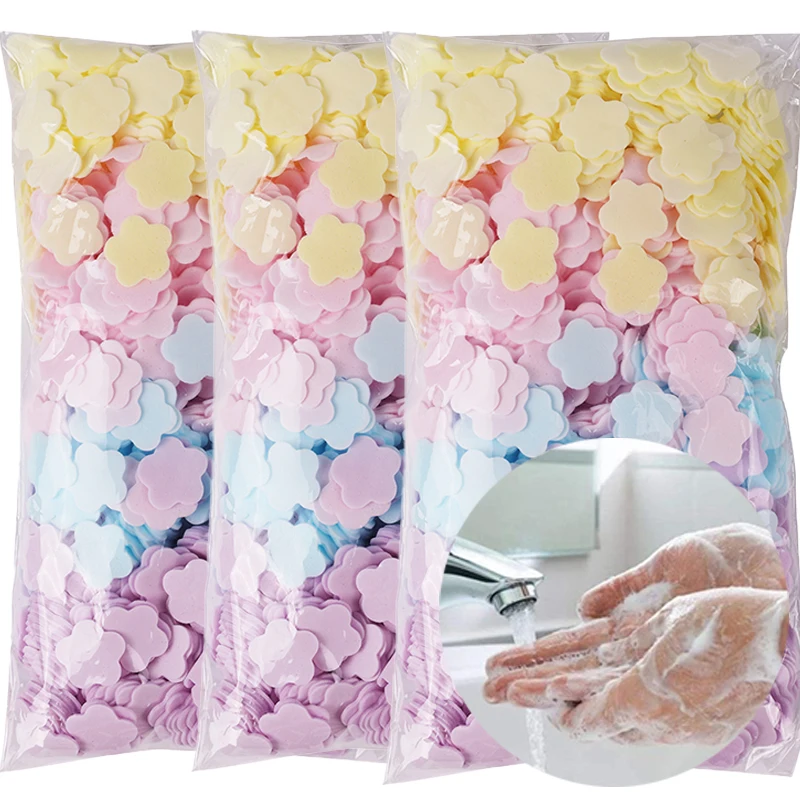Folhas de sabão de pétala portátil folha de papel de sabão portátil e dissolvível para lavagem e limpeza das mãos mini sabão de acampamento dissolvível