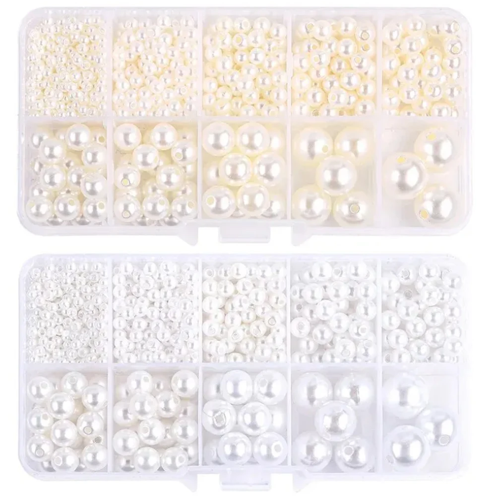 Faux Perlen Perlen ABS Lose Runde Perlen CCB Perlen Schmuck Handwerk Machen Weiß Beige DIY Kleidung Perlen Liefert Nähzubehör