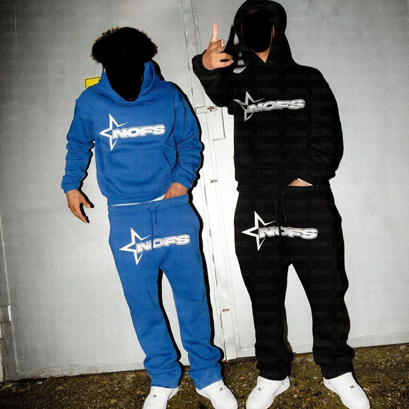 NOFS Bordado de letras marca de moda Sudadera con capucha holgada de gran tamaño Y2K ropa informal estilo hip-hop mujeres jerseys Casual Top pantalones ropa deportiva