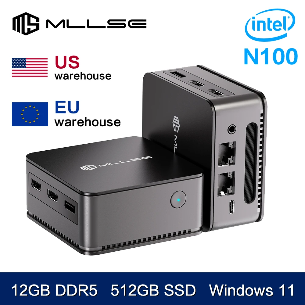 MLLSE G2 Mini PC Windows 11 Pro Alder Lake N100 Intel 12th DDR5 12GB RAM 512GB SSD WiFi 6 BT5.2 Computer desktop Mini Pc Lavoro